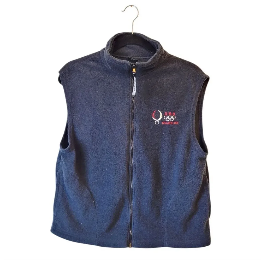 Olympic USA Beijing 2008 Navy Fleece Vest Size L